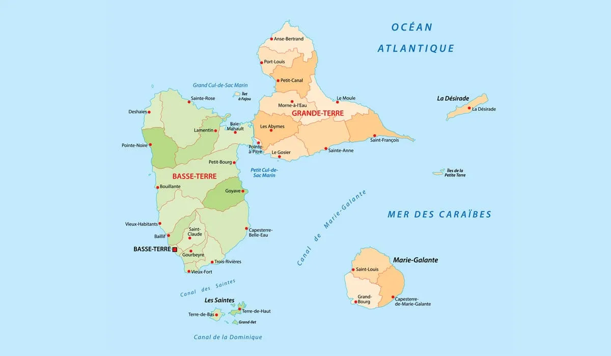 Carte de la Guadeloupe Carte de la Guadeloupe